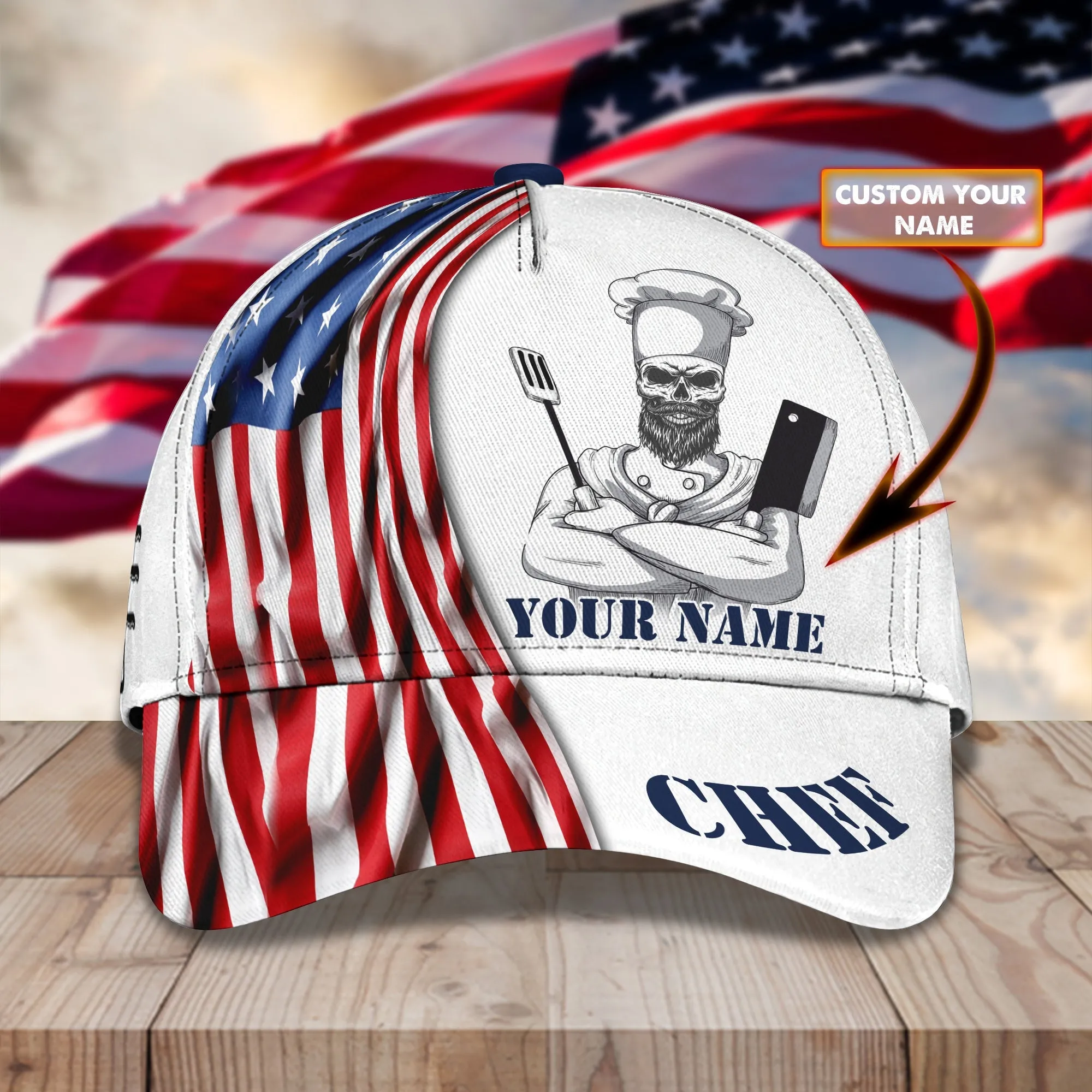 3D Classic Cap America Culinary Gangster Personalized Name Cap For Chef Namashops