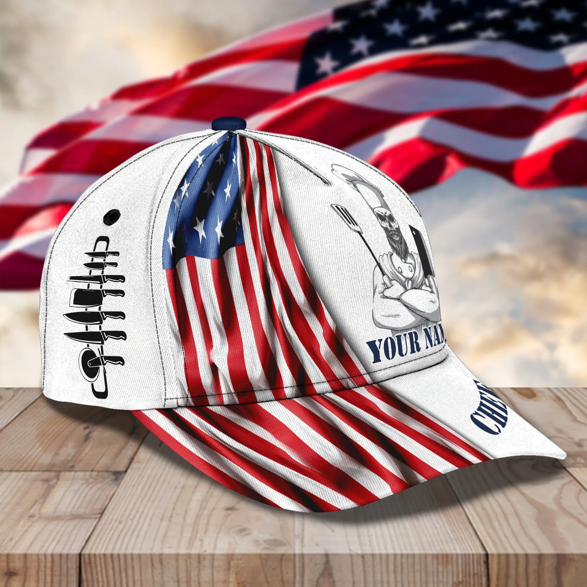 3D Classic Cap America Culinary Gangster Personalized Name Cap For Chef Namashops