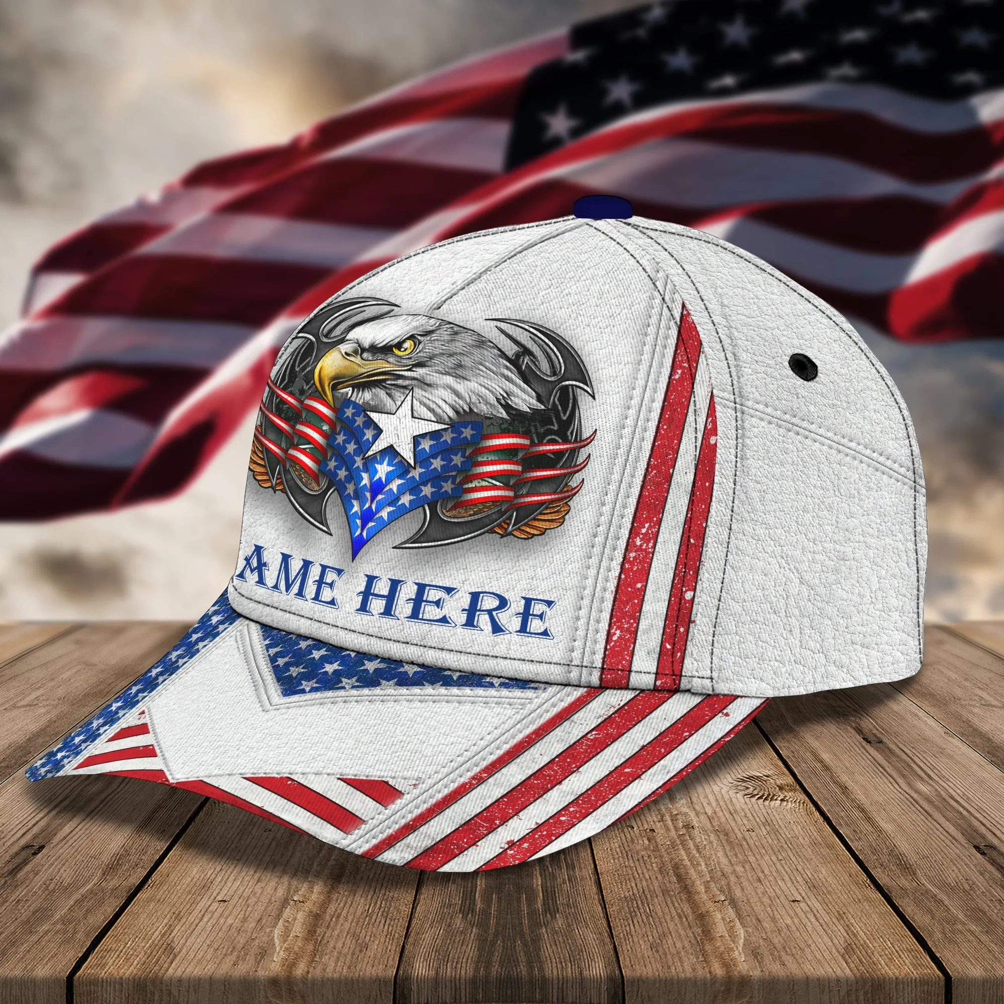 3D Classic Cap America Egagle Personalized Name Cap 02 Namashops