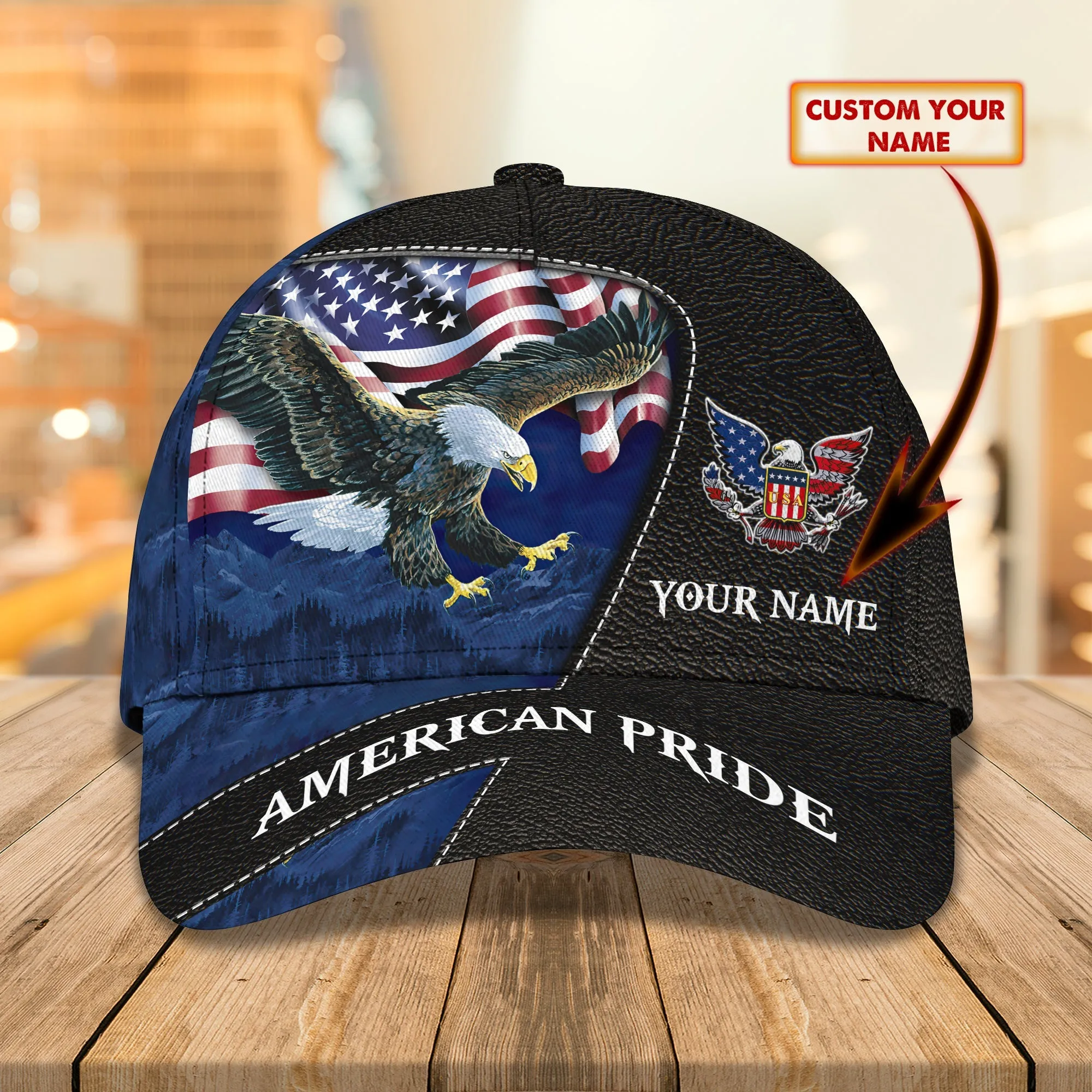 3D Classic Cap American Pride Personalized Name Cap 01 Namashops