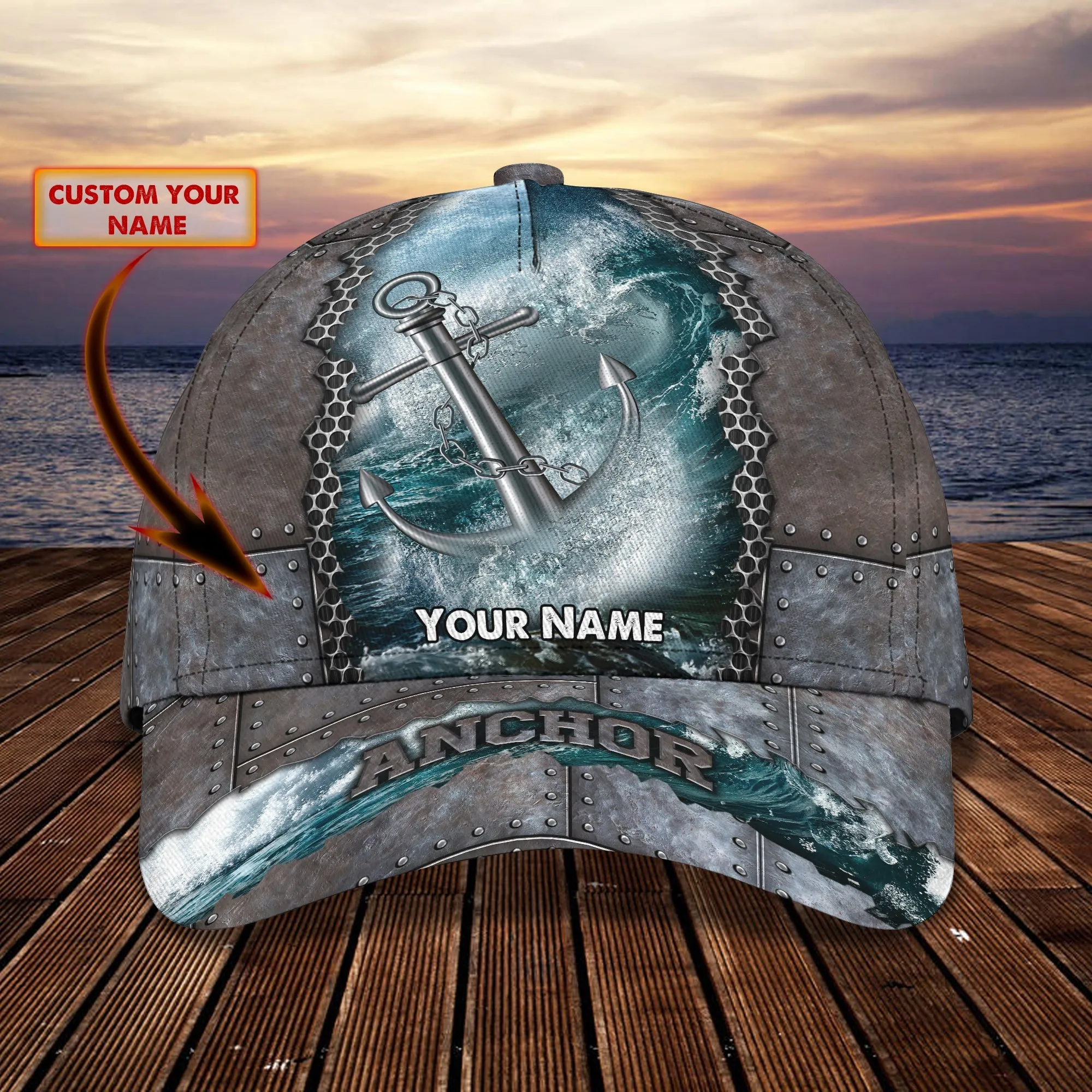 3D Classic Cap Anchor Personalized Name Cap 01 Namashops
