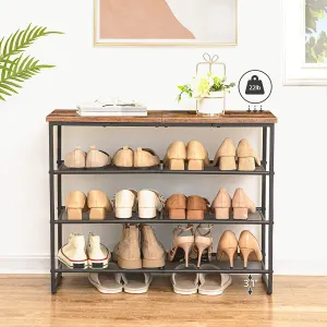 4 Tier Shoe Rack, Shoe Storage Organizer, Shoe Shelf with 3 Mesh Shelves