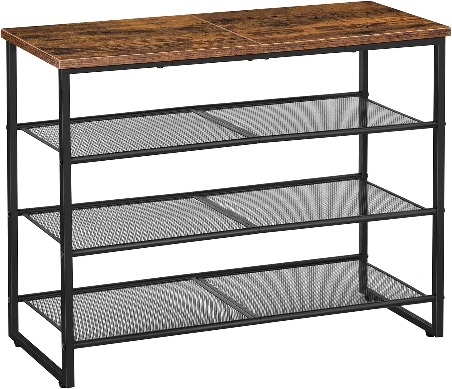 4 Tier Shoe Rack, Shoe Storage Organizer, Shoe Shelf with 3 Mesh Shelves