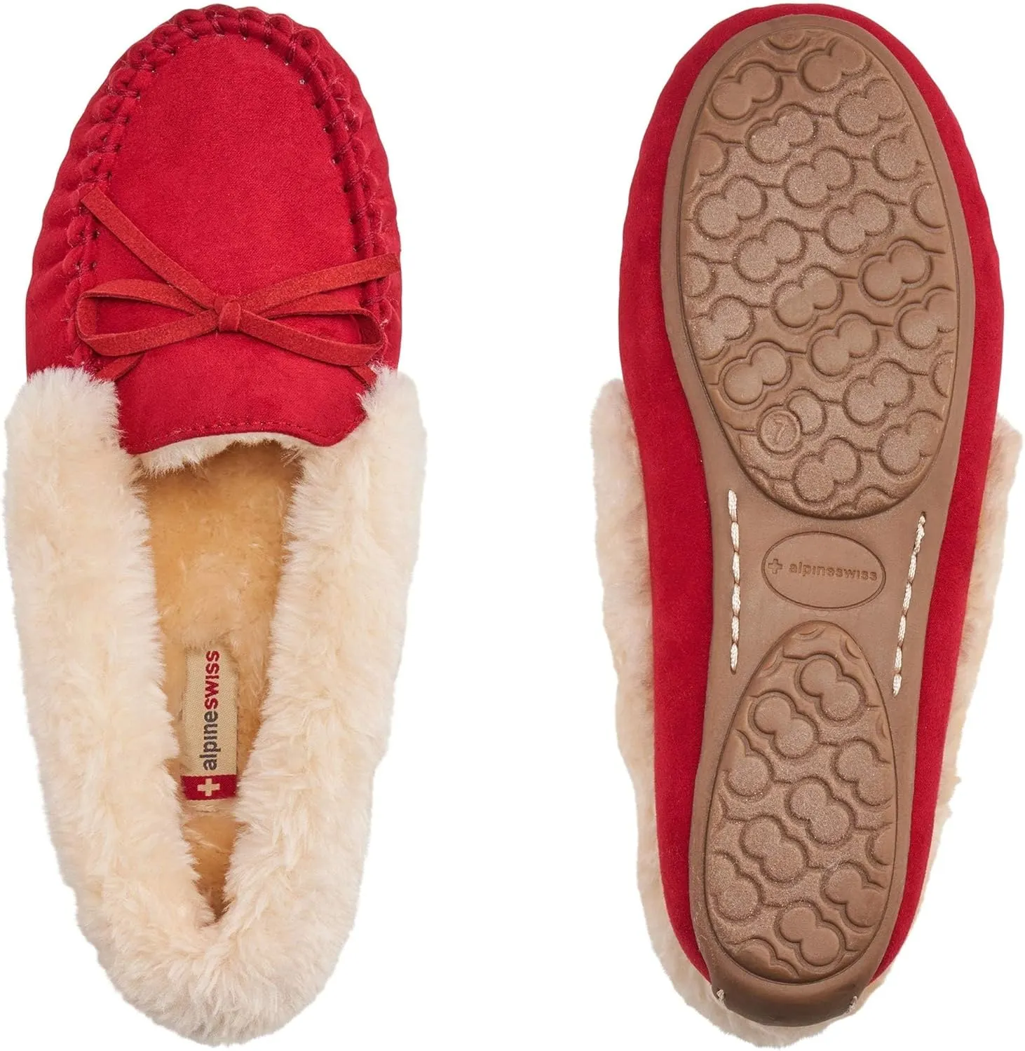 Alpine Swiss Leah Womens Moccasin Slippers | Faux Fur Lined Slip-On House Shoes | Cozy, Stylish & Durable Indoor Comfort