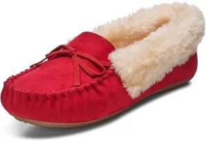 Alpine Swiss Leah Womens Moccasin Slippers | Faux Fur Lined Slip-On House Shoes | Cozy, Stylish & Durable Indoor Comfort
