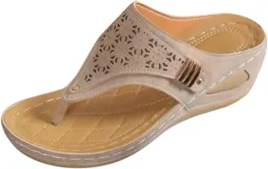 AMDBEL Orthopedic Sandals for Women, Ladies Casual Summer Sandals Comfy Slip On Wedge Sandals Slippers Arch Support Shoes