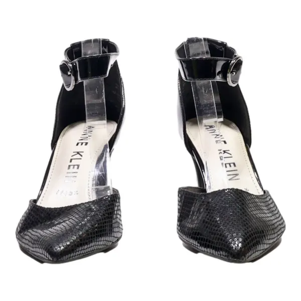ANNA KLEIN Court Heels Black Leather Womens UK 6