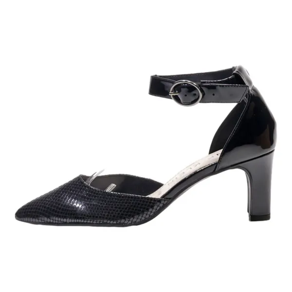 ANNA KLEIN Court Heels Black Leather Womens UK 6