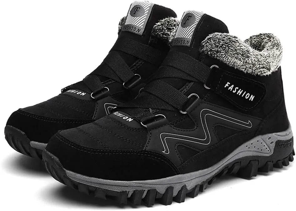 Asifn Men's Outdoor Snow Boots Winter Hiking Trekking Warm Climbing Shoes Booties Mid Top Fur&Plush Fashion Lace-Up