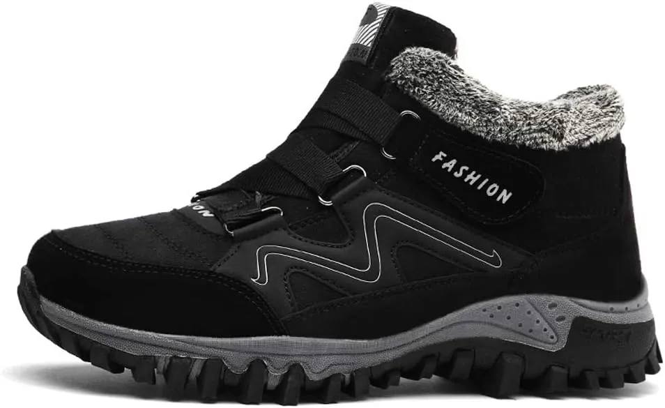 Asifn Men's Outdoor Snow Boots Winter Hiking Trekking Warm Climbing Shoes Booties Mid Top Fur&Plush Fashion Lace-Up
