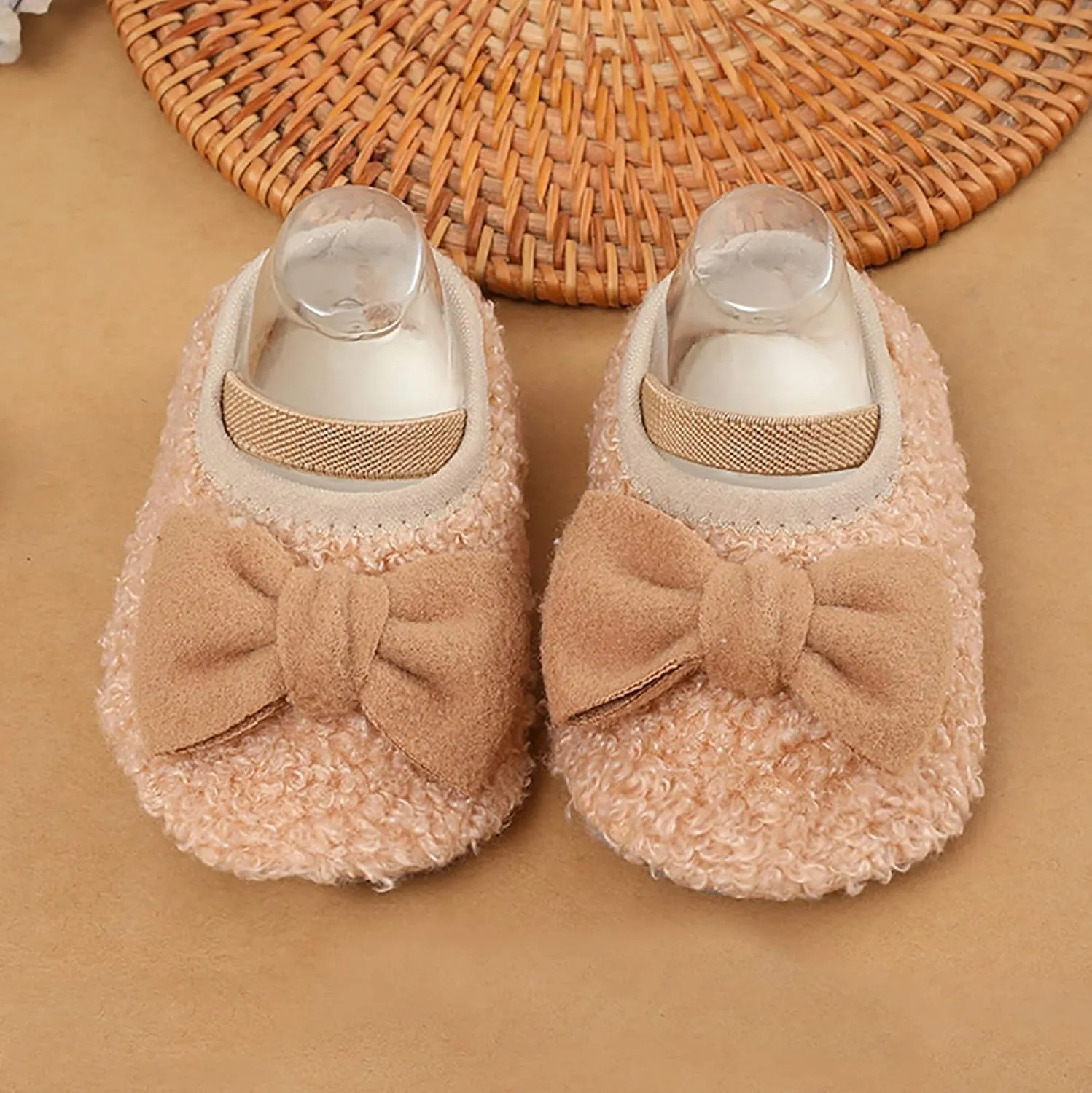 Baby Shoes Warm Shoes for Baby Girls and Boys Soft Comfortable Shoes Infant Toddler Bowknot Warming Shoes House Shoes