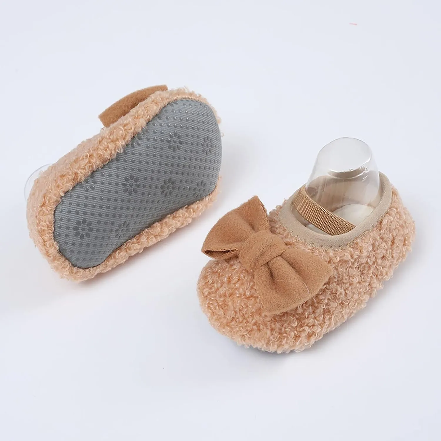 Baby Shoes Warm Shoes for Baby Girls and Boys Soft Comfortable Shoes Infant Toddler Bowknot Warming Shoes House Shoes