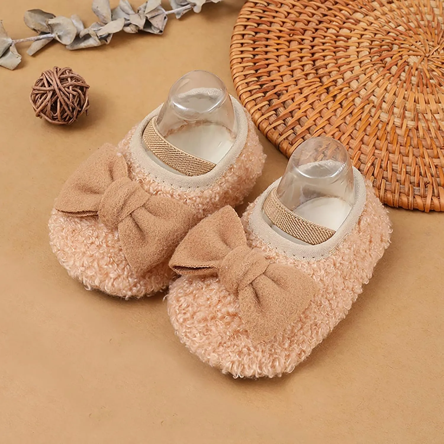 Baby Shoes Warm Shoes for Baby Girls and Boys Soft Comfortable Shoes Infant Toddler Bowknot Warming Shoes House Shoes