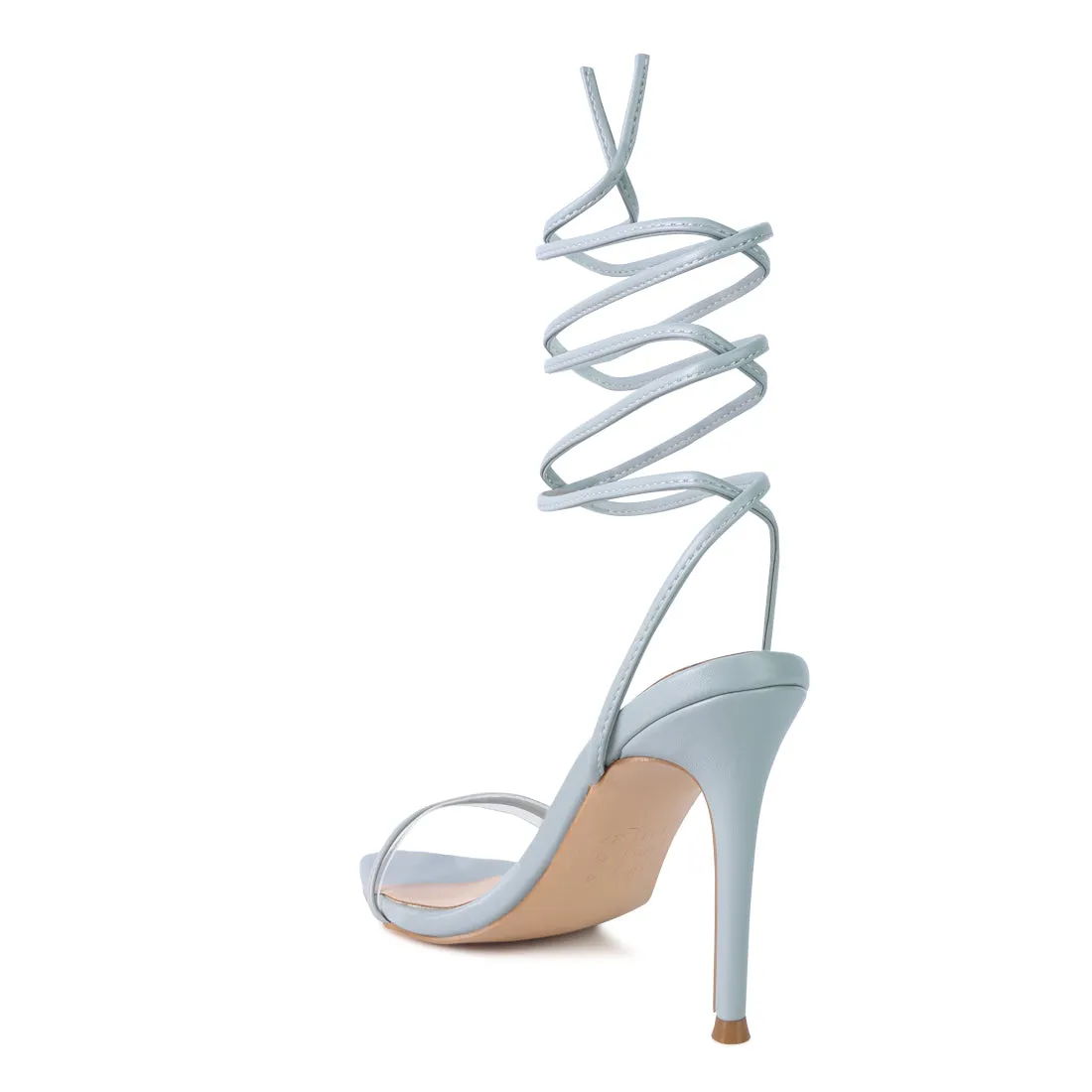 Blue High Heel Lace Up Sandals