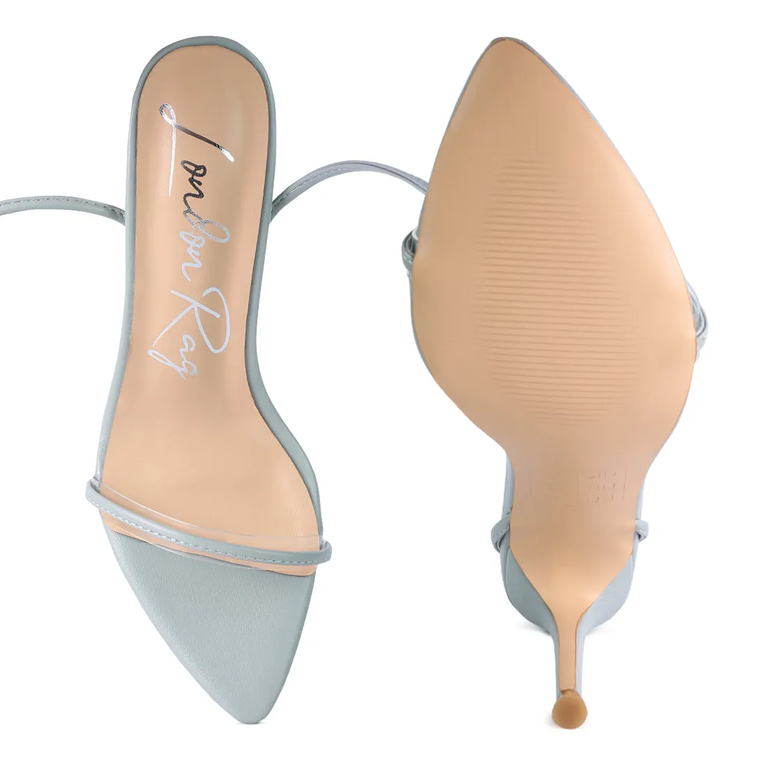 Blue High Heel Lace Up Sandals