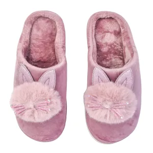 Brauch Women's Purple Glitter Kitty Winter Slippers