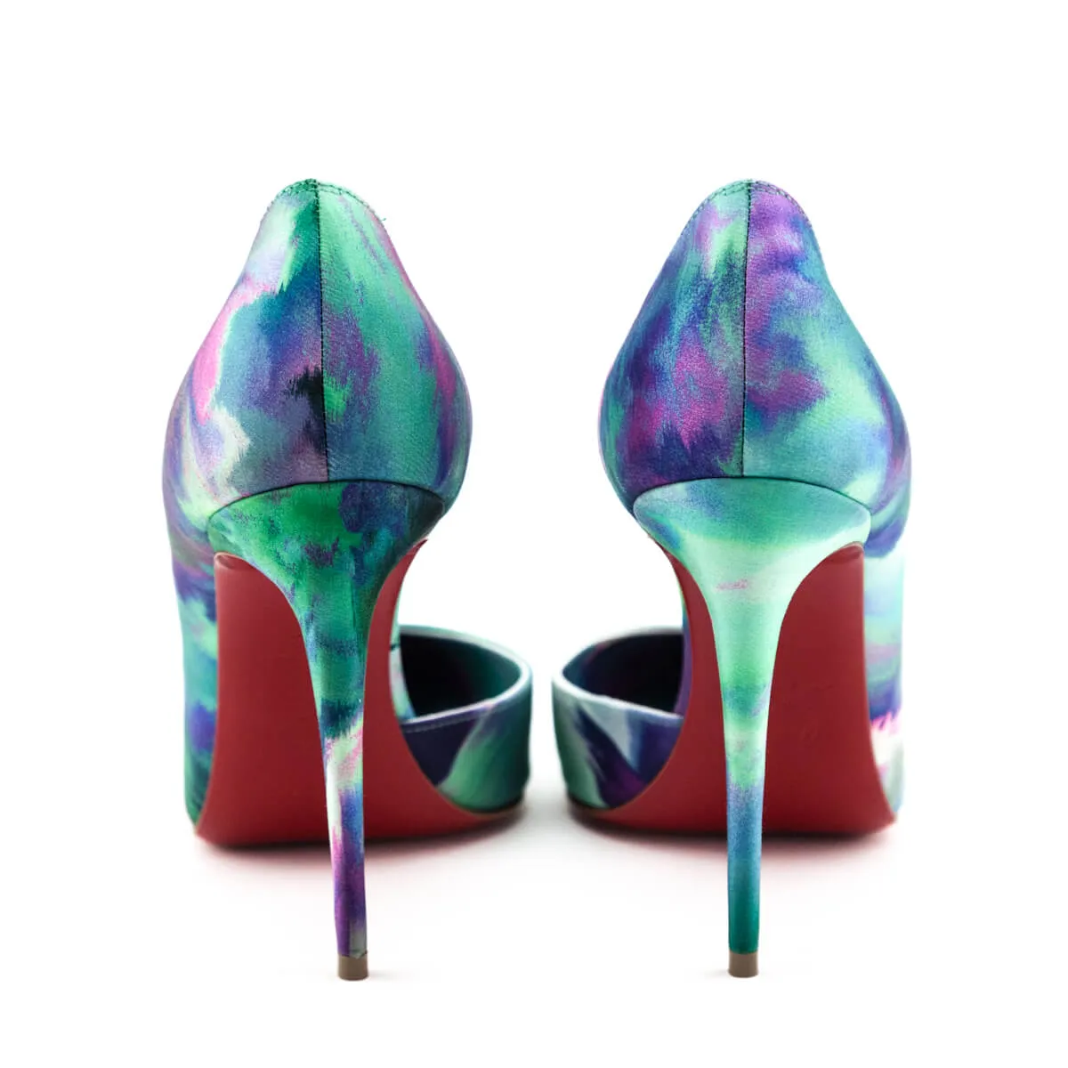 Christian Louboutin Green Multicolored Silk Printed D'Orsay Pumps Size US 7 | IT 37