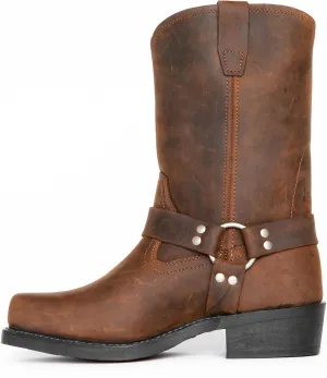 CHUUMEE Men's Classic Western Cowboy Square Toe Embroidered Cowboy Boots??Men's Square Toe Side Zip Ankle Boots