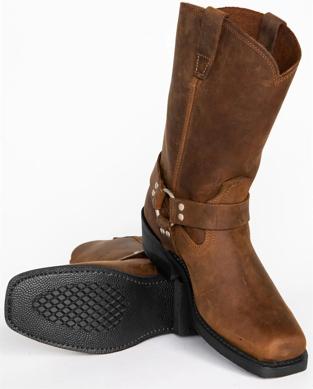CHUUMEE Men's Classic Western Cowboy Square Toe Embroidered Cowboy Boots??Men's Square Toe Side Zip Ankle Boots