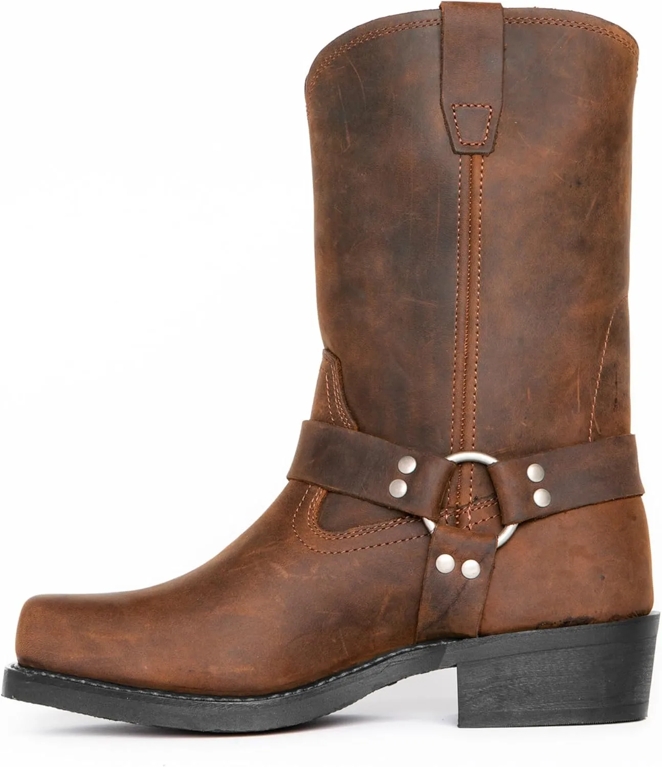CHUUMEE Men's Classic Western Cowboy Square Toe Embroidered Cowboy Boots??Men's Square Toe Side Zip Ankle Boots