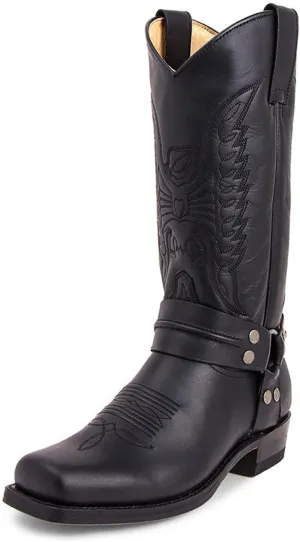 CHUUMEE Men's Classic Western Cowboy Square Toe Embroidered Cowboy Boots??Men's Square Toe Side Zip Ankle Boots