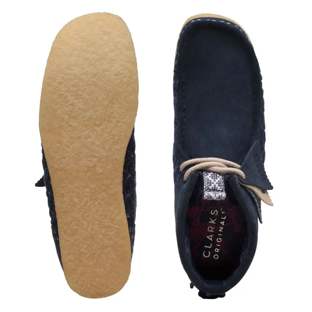 Clarks Originals Wallabee Boots Men's Sashiko Navy Blue Suede 26169152
