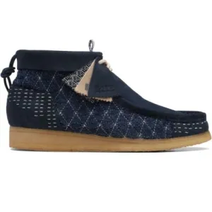 Clarks Originals Wallabee Boots Men's Sashiko Navy Blue Suede 26169152