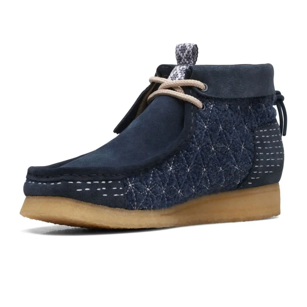 Clarks Originals Wallabee Boots Men's Sashiko Navy Blue Suede 26169152