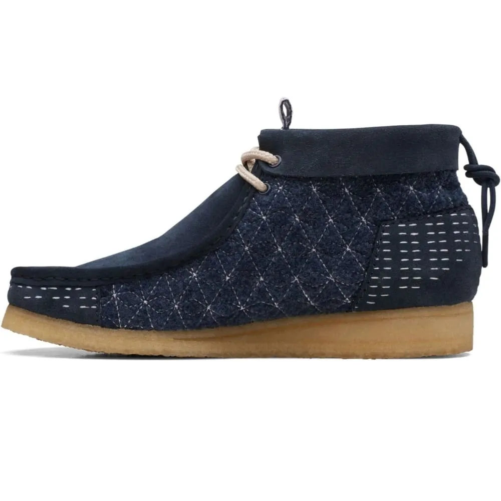Clarks Originals Wallabee Boots Men's Sashiko Navy Blue Suede 26169152