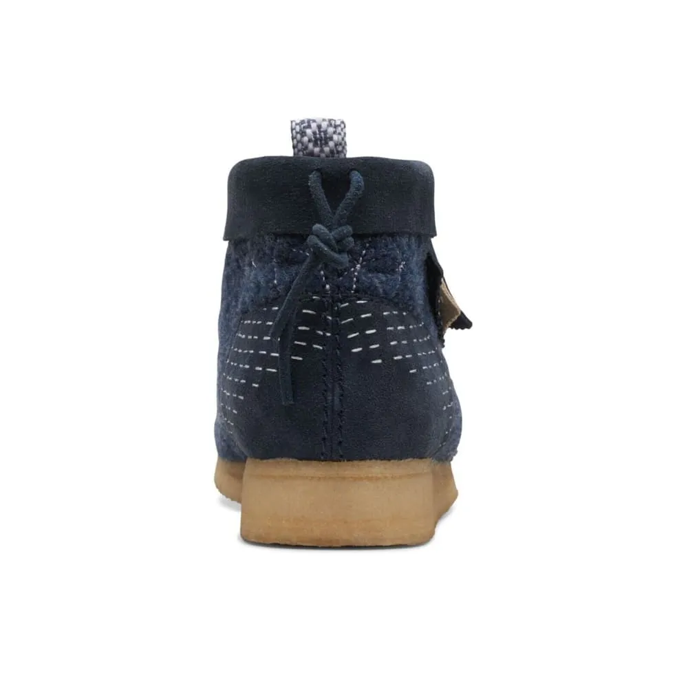 Clarks Originals Wallabee Boots Men's Sashiko Navy Blue Suede 26169152