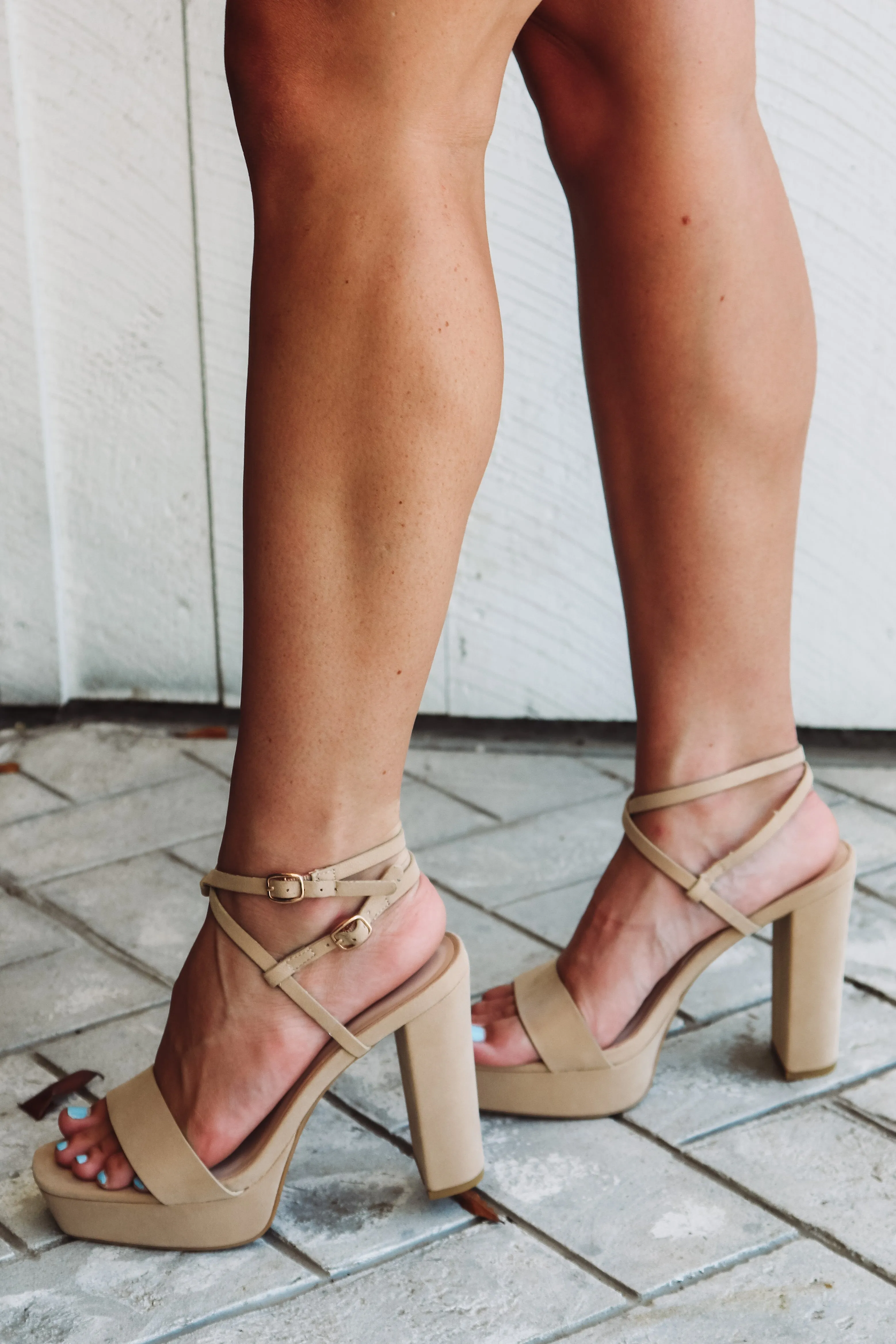 Compose Multi Strap Platform Heel- Nude