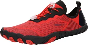 Couple Minimalist Barefoot Shoes, Unisex Water Shoes, Men Women Water Sports Shoes, Beach Sandals, for Gym Swim Snorkeling Surfing Running (Color : Red, Size : 10)