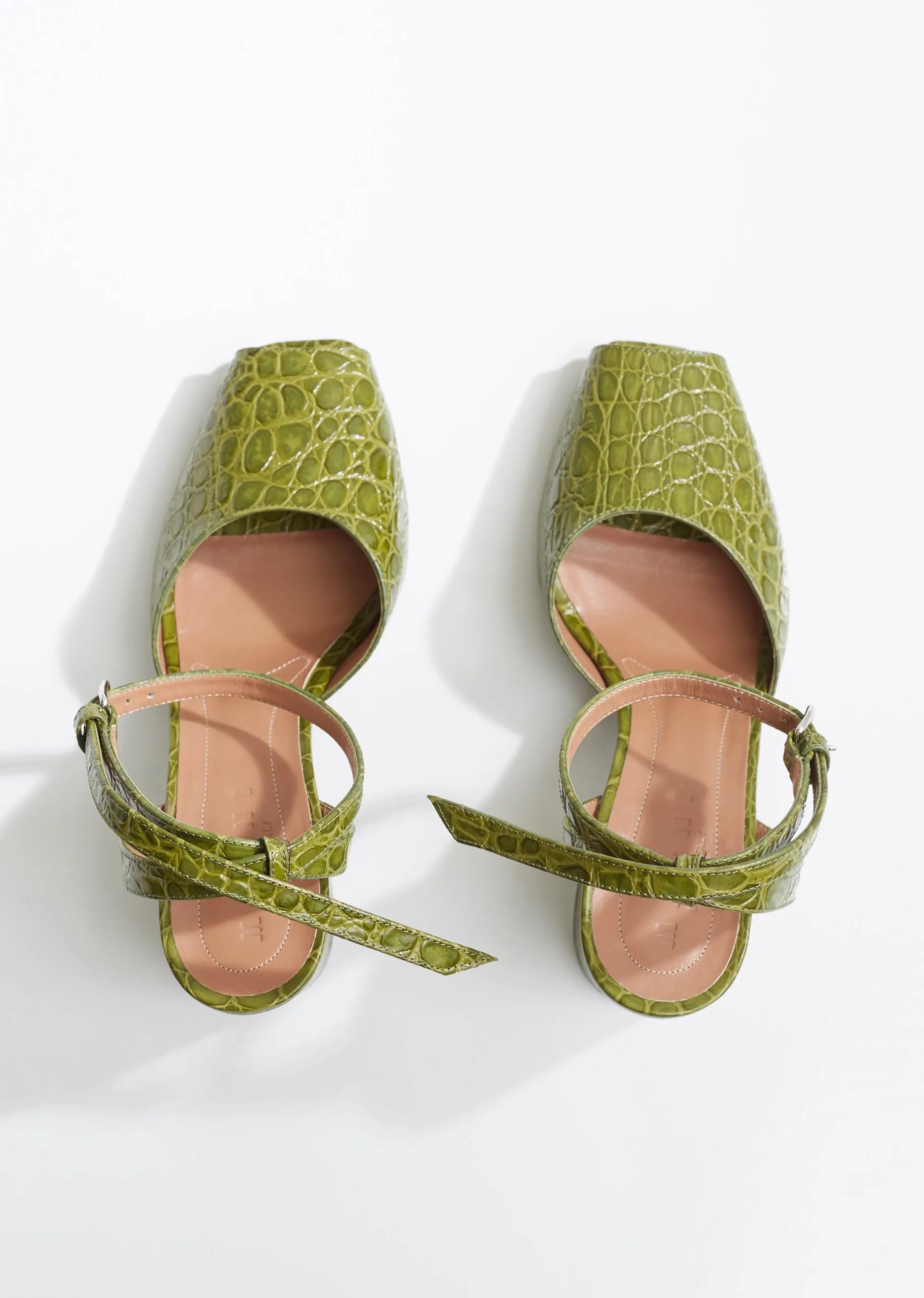 Croc Print Calfskin Pumps