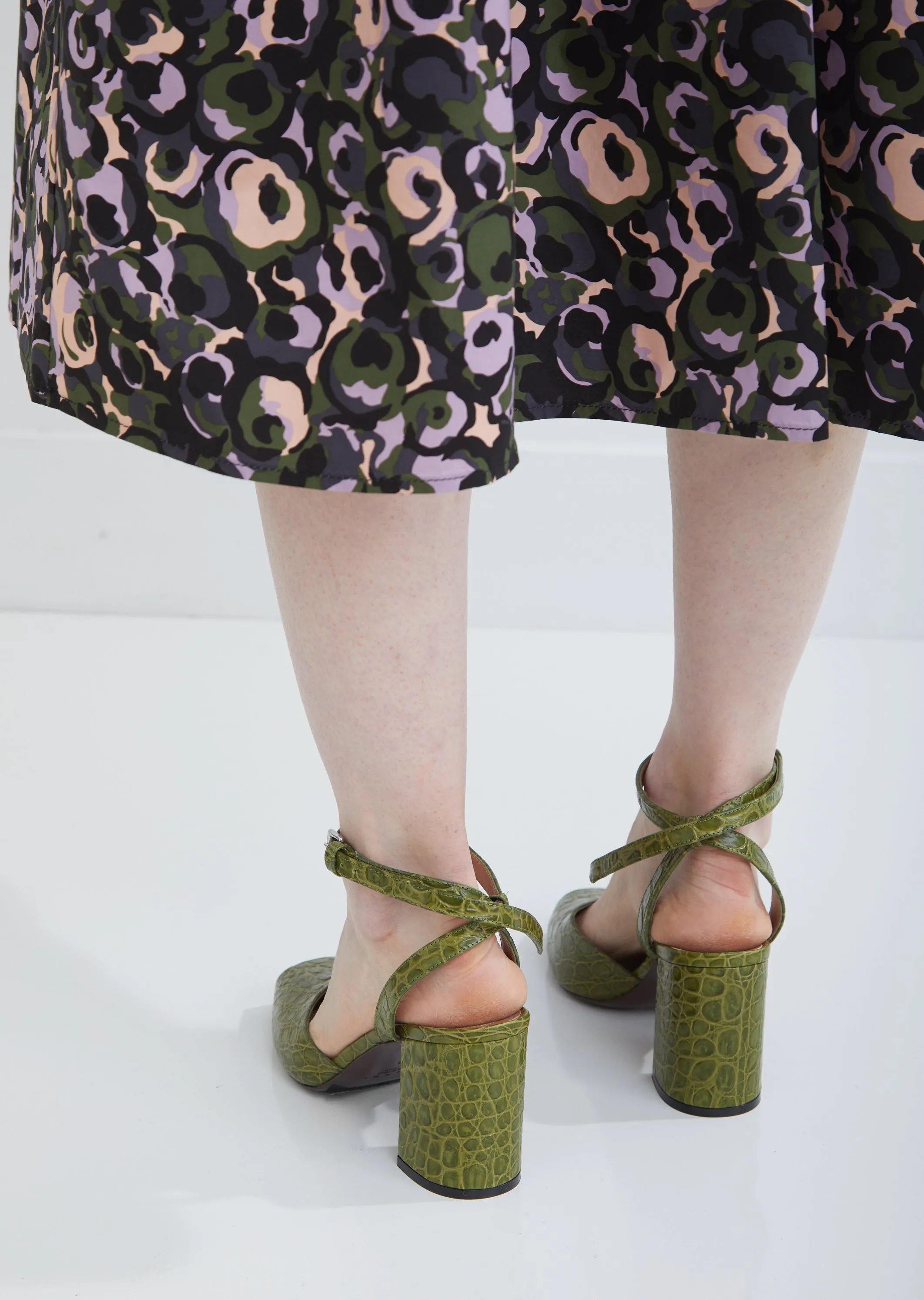 Croc Print Calfskin Pumps