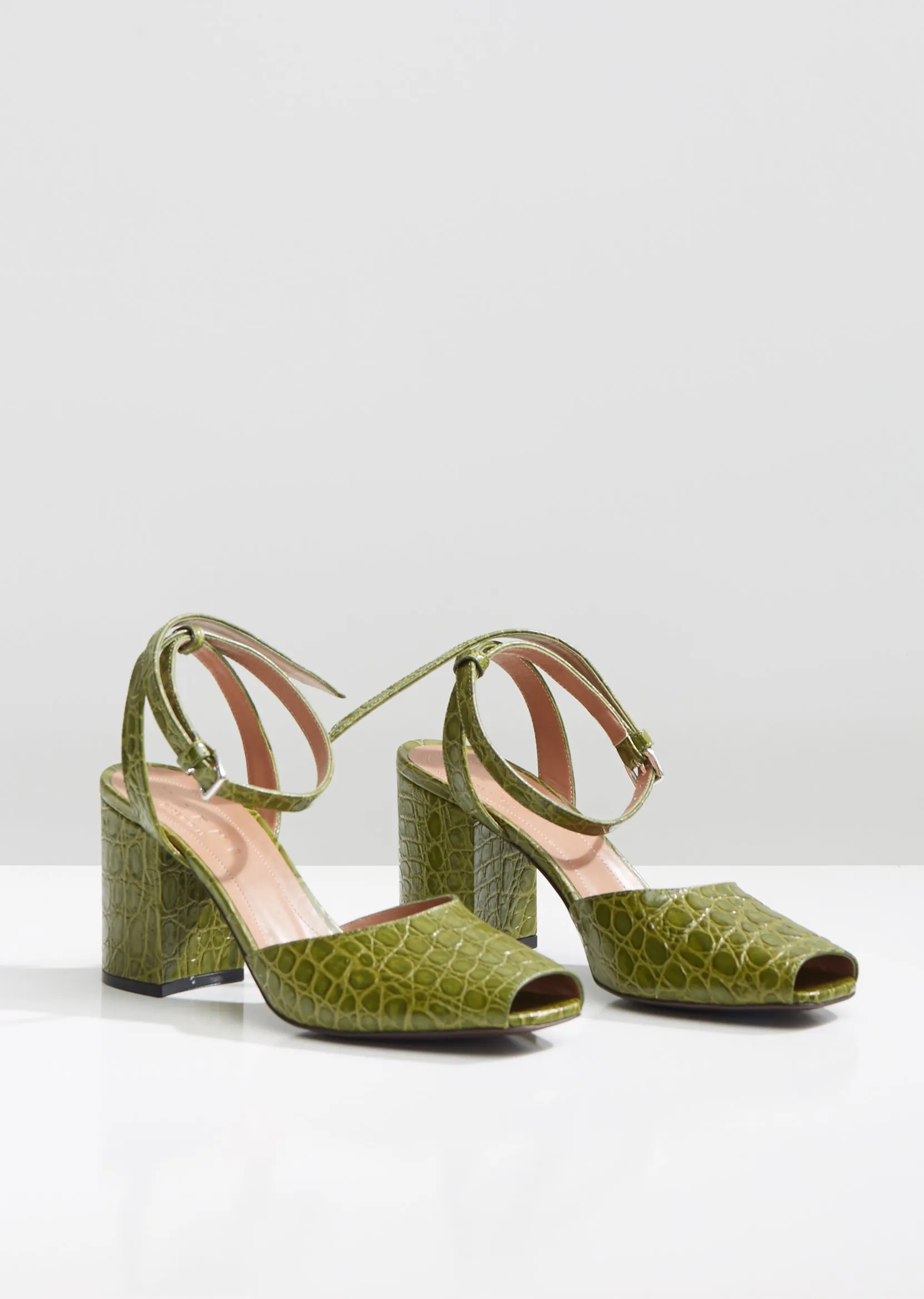 Croc Print Calfskin Pumps