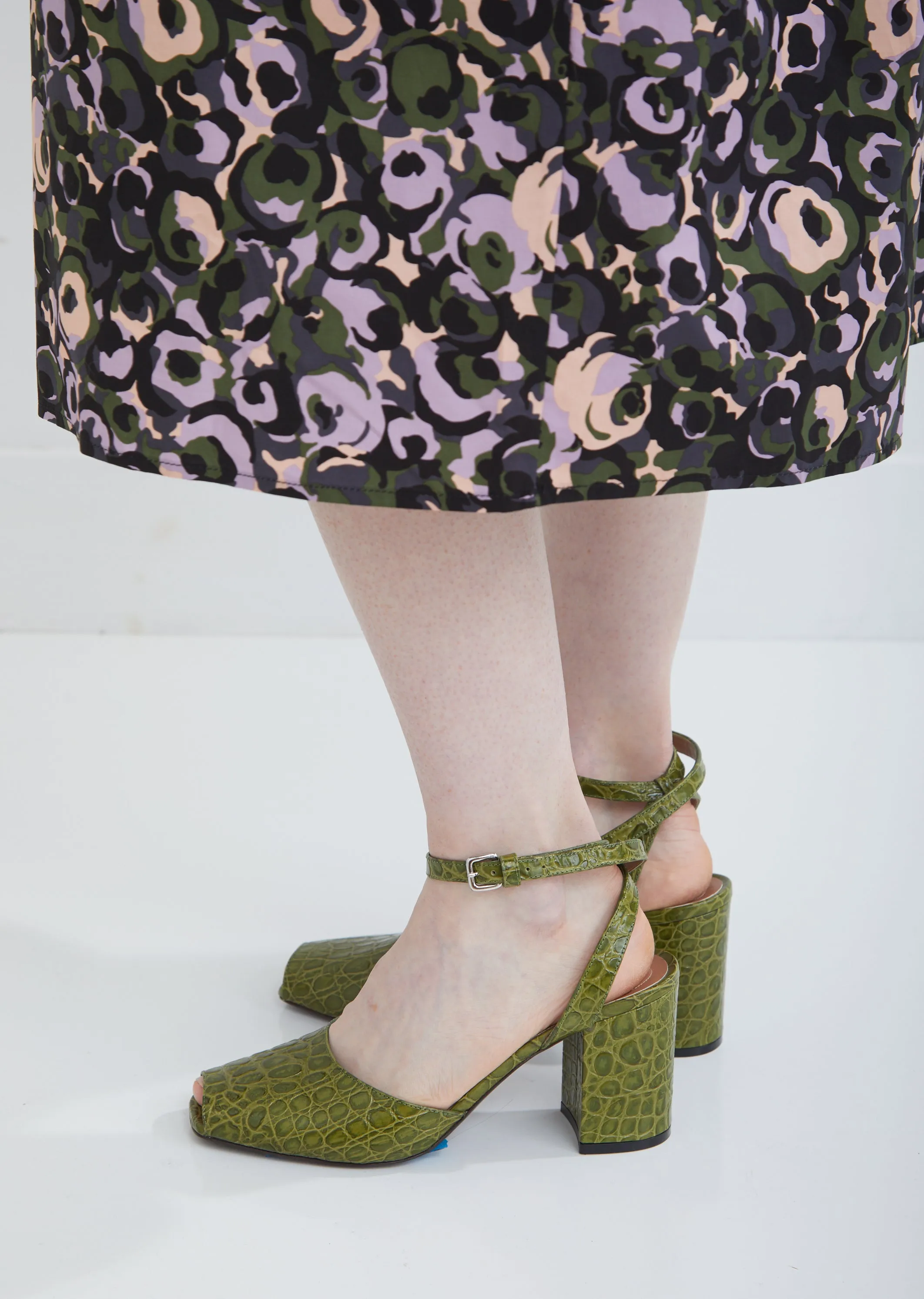 Croc Print Calfskin Pumps
