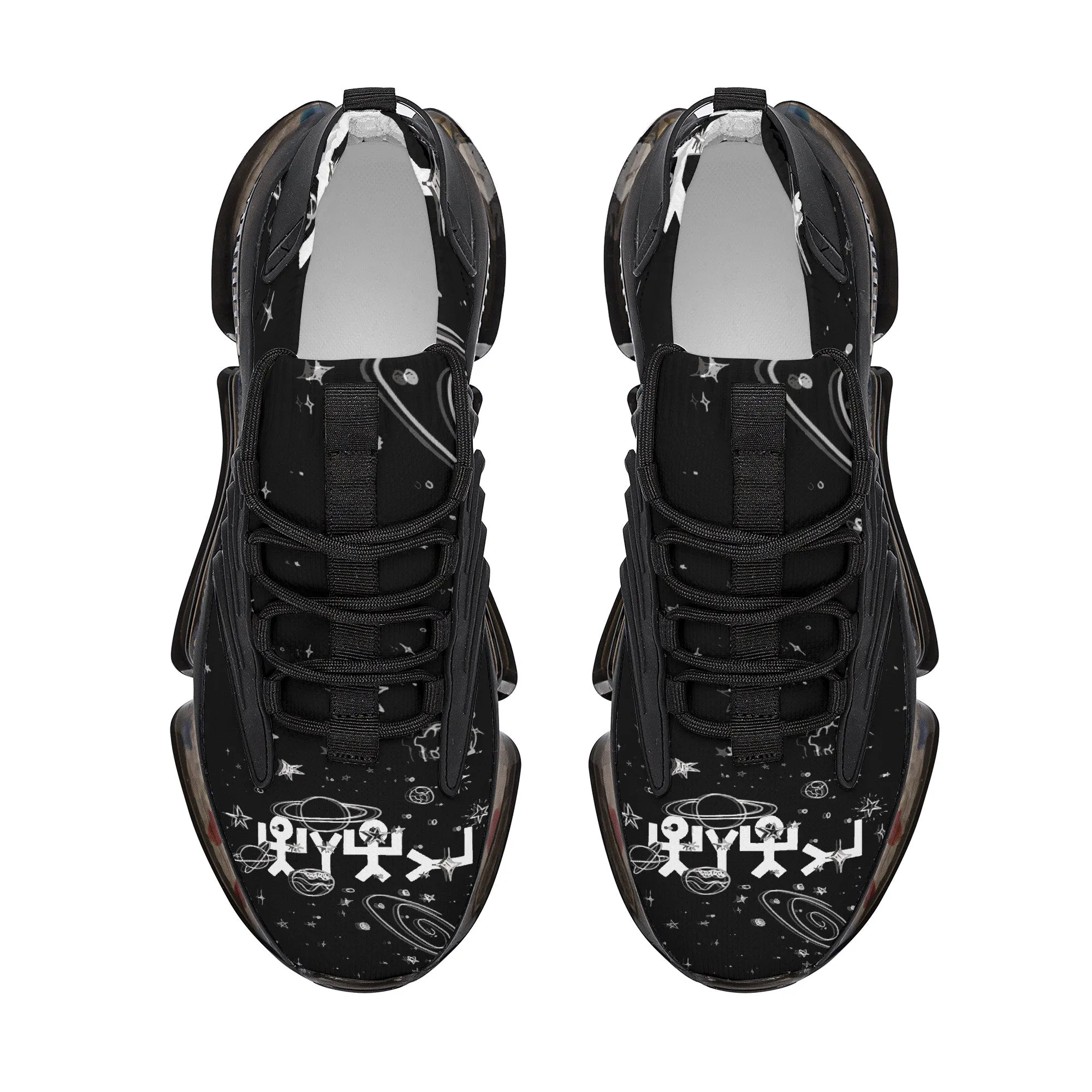 Custom Hebrew Israelite Creation Reaction Athletic Sneakers - Black