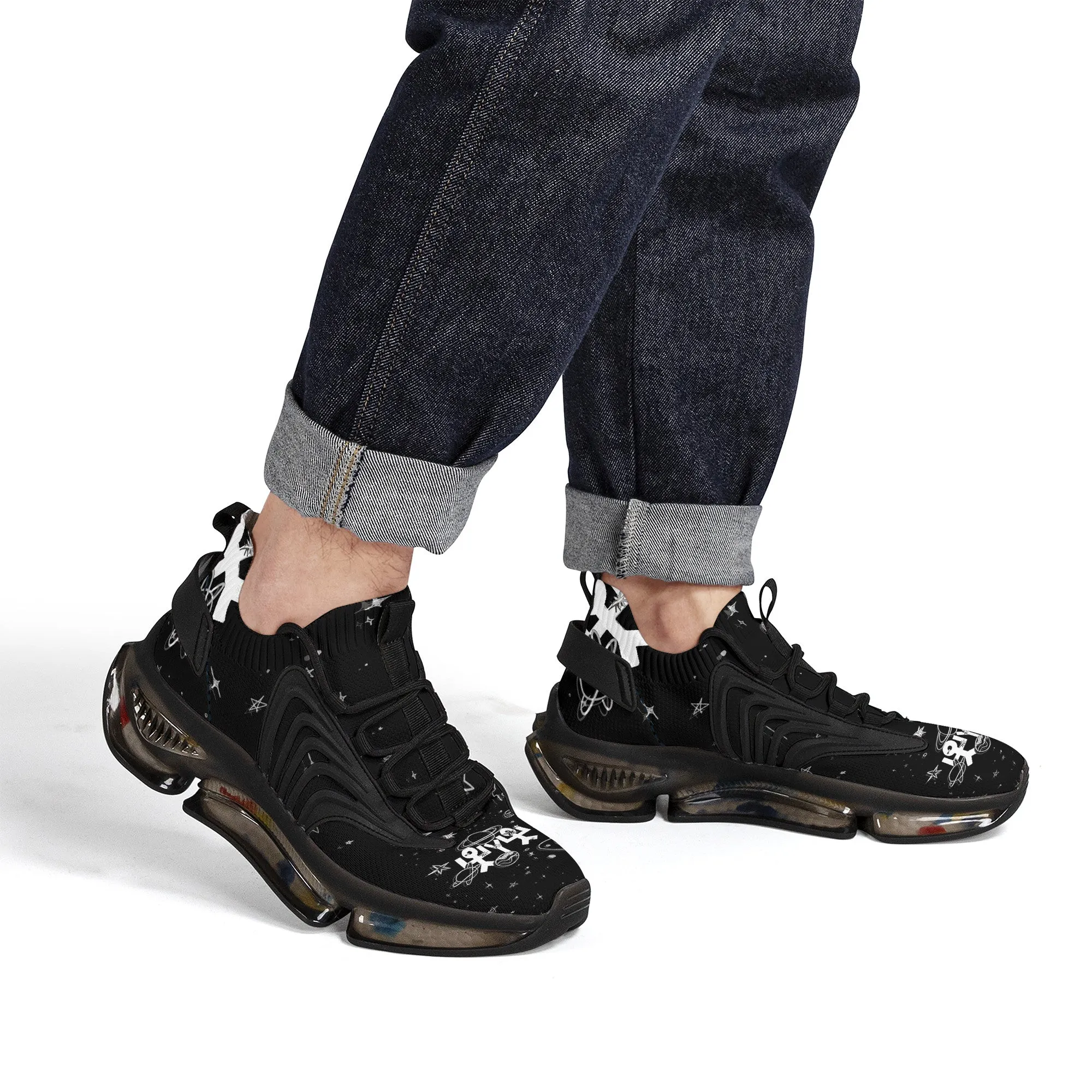Custom Hebrew Israelite Creation Reaction Athletic Sneakers - Black