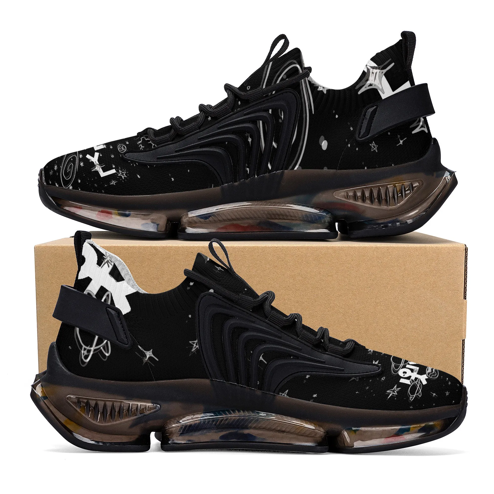 Custom Hebrew Israelite Creation Reaction Athletic Sneakers - Black