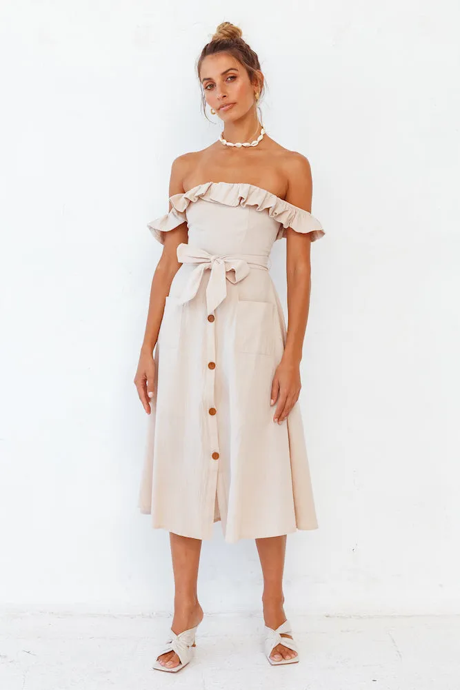Deep End Midi Dress Beige