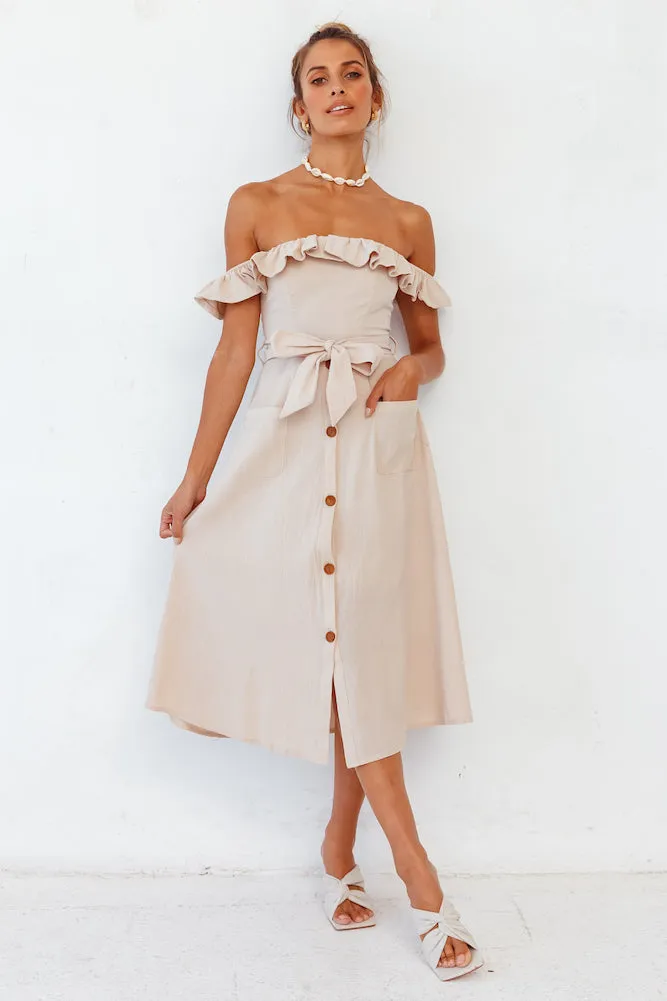 Deep End Midi Dress Beige