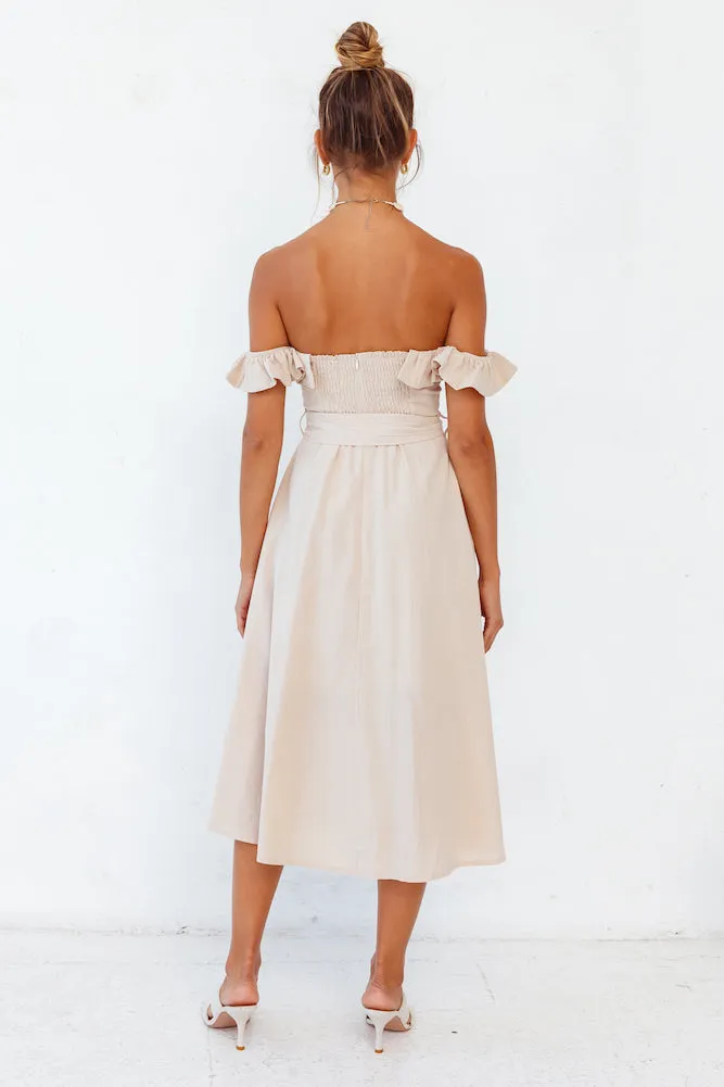 Deep End Midi Dress Beige
