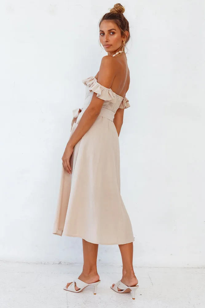 Deep End Midi Dress Beige