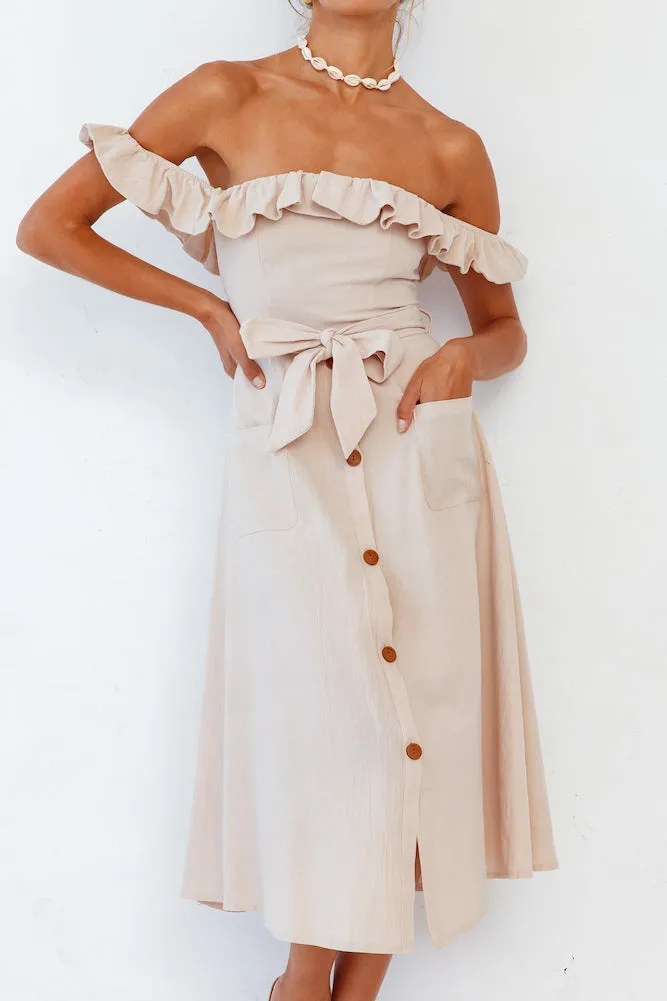 Deep End Midi Dress Beige