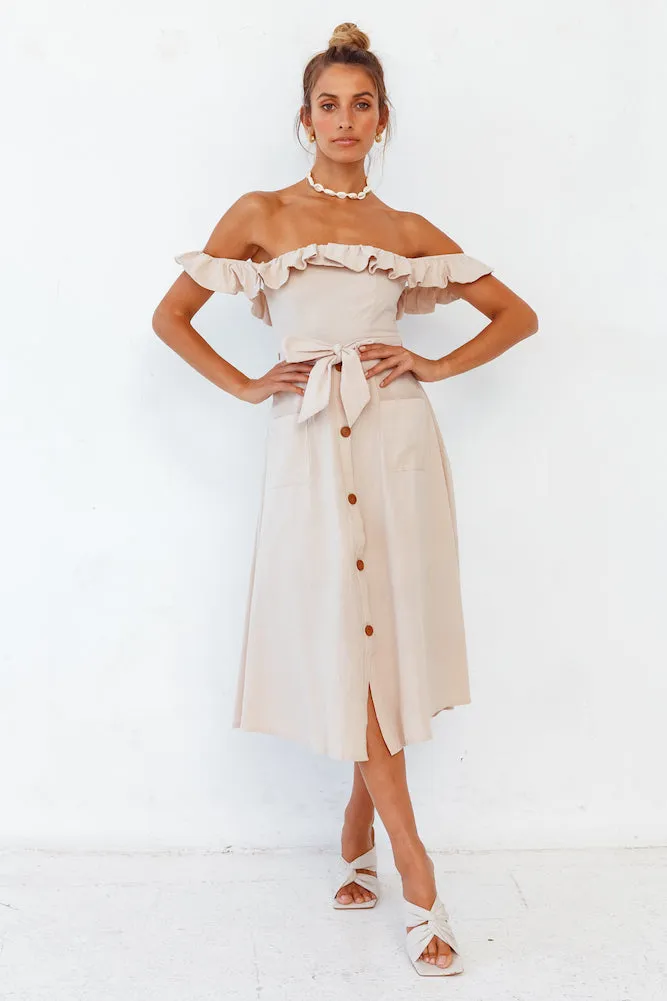 Deep End Midi Dress Beige