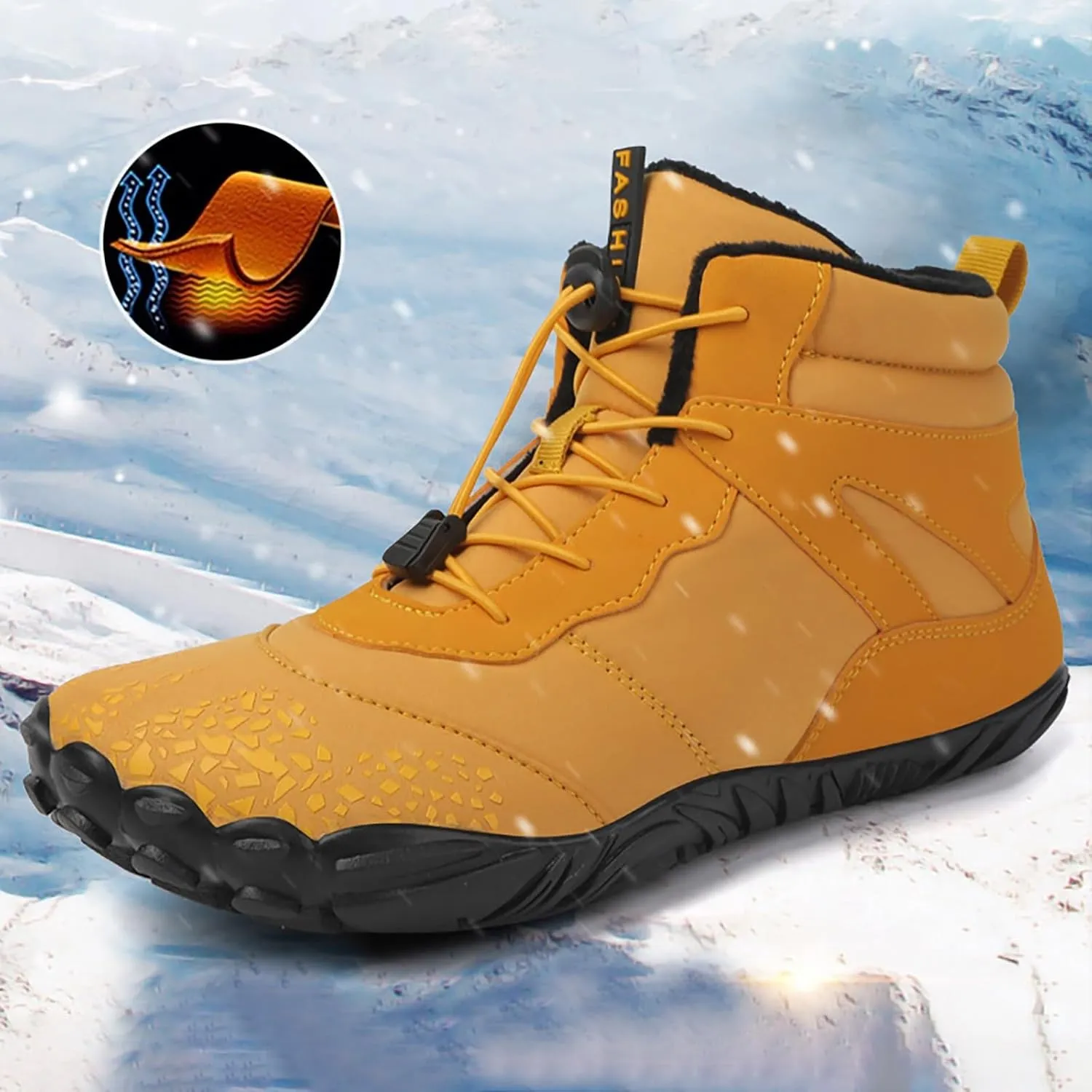 DIYCAM Women Warm Snow Boots, Soft Sole Fur Lined Waterproof Anti Klip Winter Ankle Hiking Climping Walking Booties Anti-Slip Fur Lined Ankle Booties