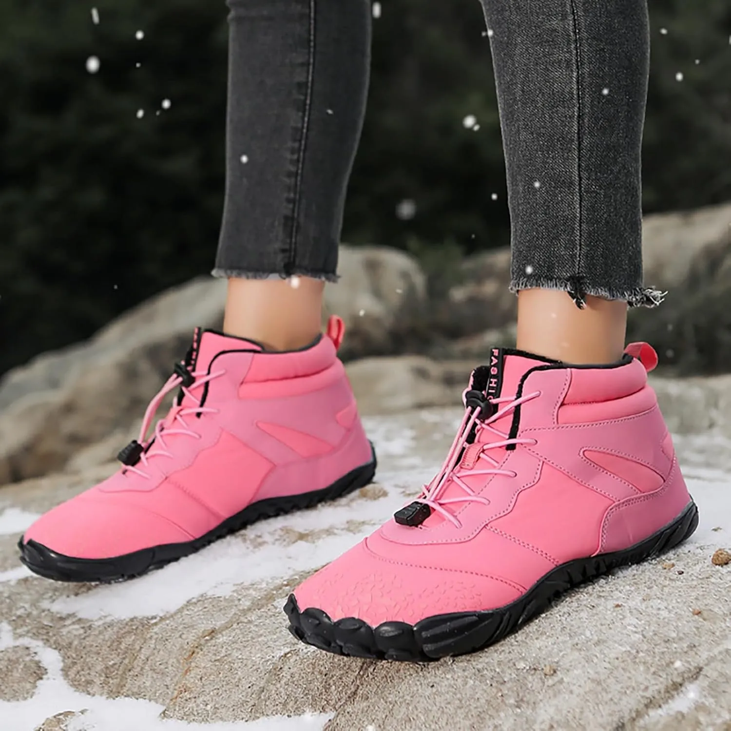 DIYCAM Women Warm Snow Boots, Soft Sole Fur Lined Waterproof Anti Klip Winter Ankle Hiking Climping Walking Booties Anti-Slip Fur Lined Ankle Booties