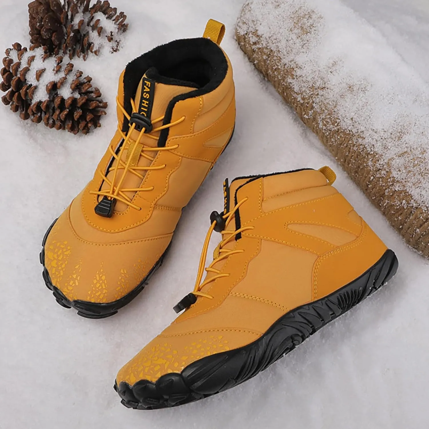 DIYCAM Women Warm Snow Boots, Soft Sole Fur Lined Waterproof Anti Klip Winter Ankle Hiking Climping Walking Booties Anti-Slip Fur Lined Ankle Booties