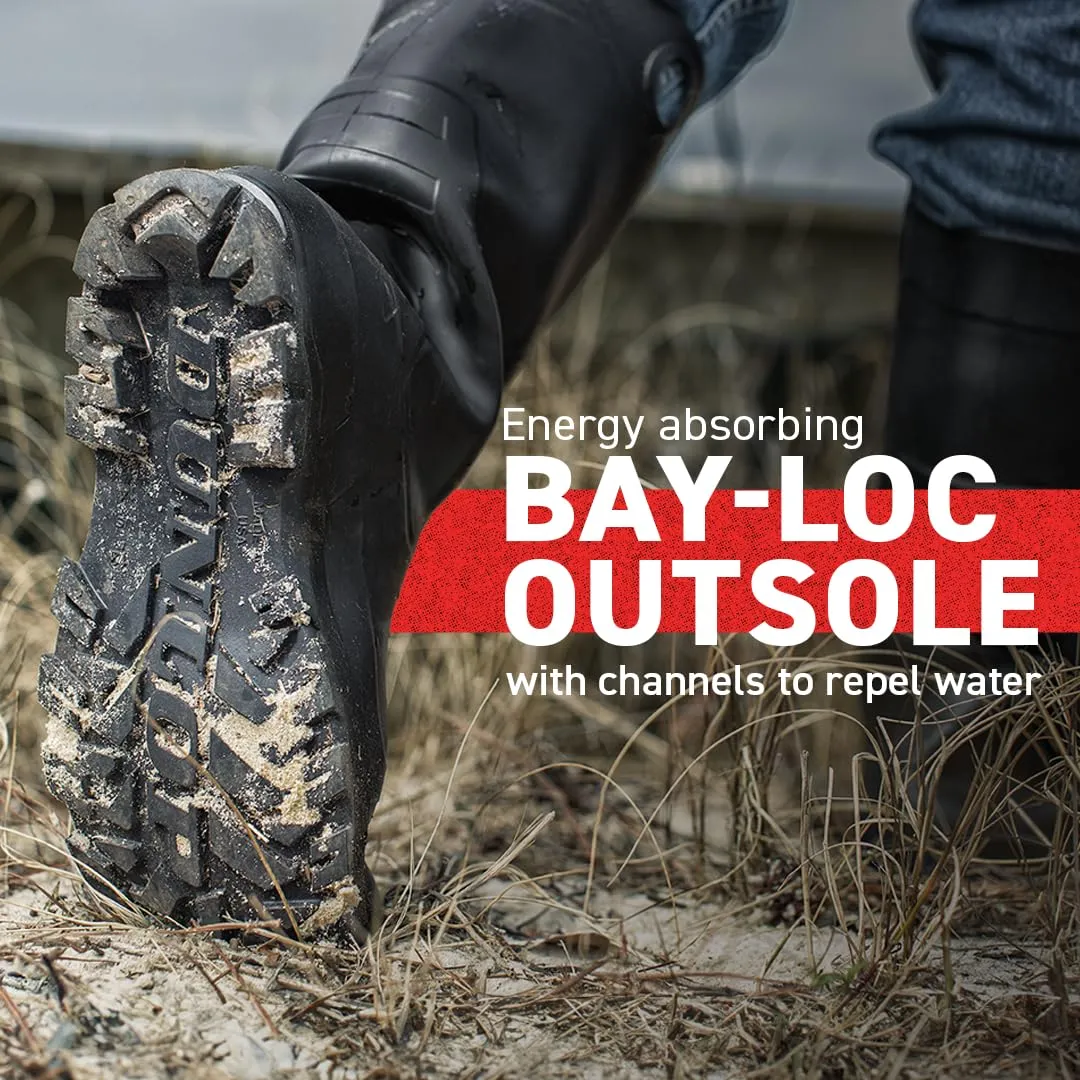 DUNLOP Protective Footwear, Chesapeake Steel Toe, 100% Waterproof, Lightweight, Industrial and Construction PVC Boots, Slip Resistant, 8677677.15, Size 15 US, Black