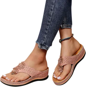 Eduavar Orthopedic Sandals for Women, Women Summer Slippers with Arch Support Anti-Slip Breathable Sandal Vintage Flip Flop
